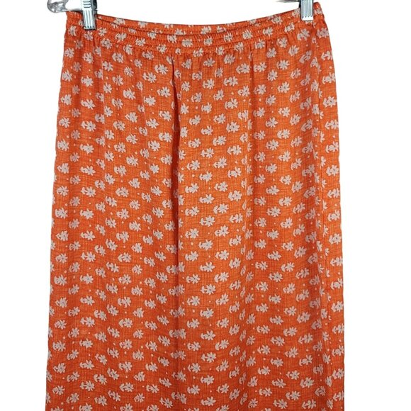 Victoria's Secret Lounge PJ Pants Orange Medium Pull On Wide Leg Floral VTG - Picture 2 of 5